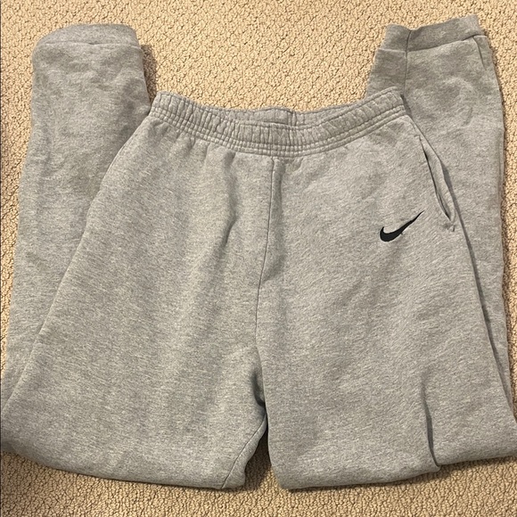 Nike Pants - Nike Sweatpants Embroidered Logo Light Gray Joggers Small